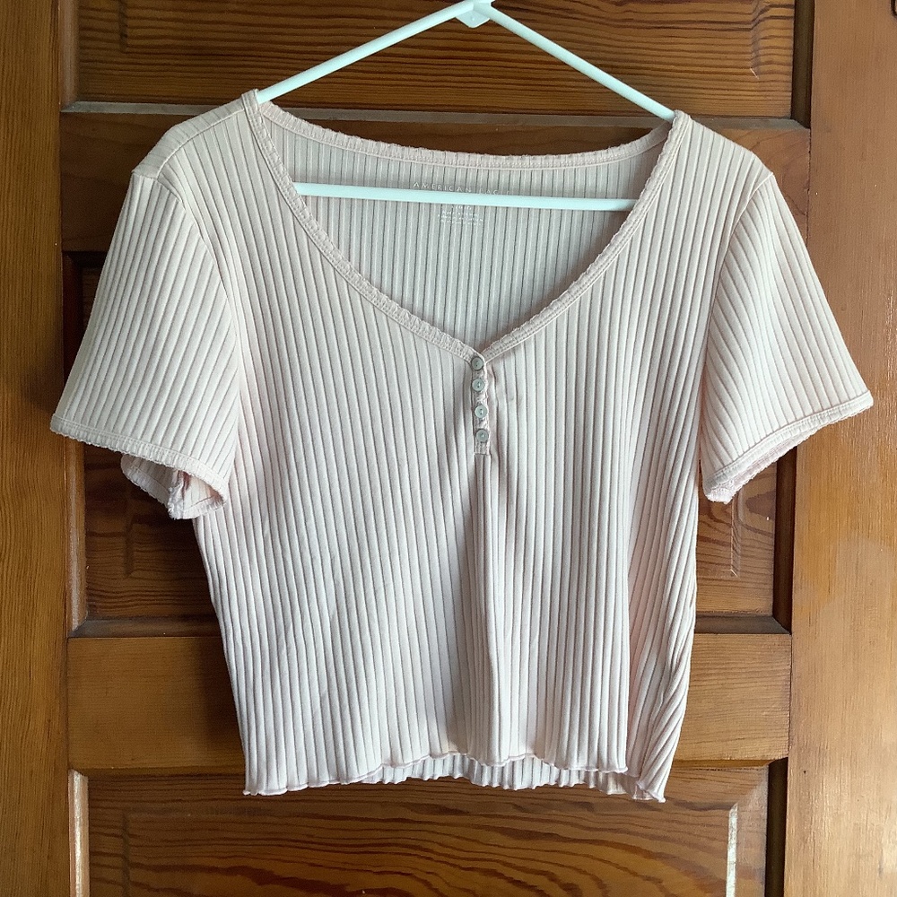 American Eagle Large Women’s Pink Crop Baby Tee